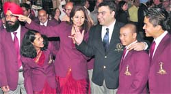 WINNERS ALL: Preeja Sreedharan, Jwala Gutta, Gagan Narang, Suranjoy Singh and Sunil Chhetri at the awards ceremony in New Delhion