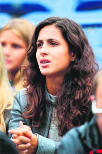 Maria Francisca Perello, girlfriend of Rafael Nadal, watches the action at the US Open on Thursday