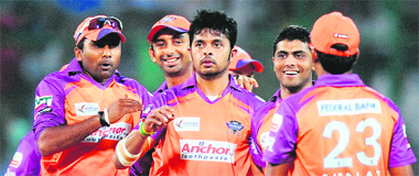 The Kochi Tuskers Kerala team, led by Mahela Jayawardene (L), included Indian players like S Sreesanth, Ravindra Jadeja and R Vinay Kumar