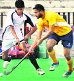 Punjab and Sind Bank and Indian Navy players in action in Chandigarh 