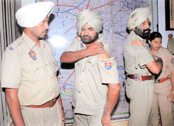The injured cops, at Gobindpura village on Tuesday