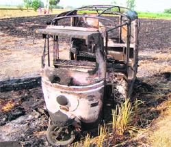 The mangled remains of the auto