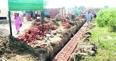 Work on the boundary wall of the Gobindpura thermal power plant in full swing