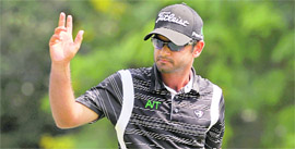 Chiragh Kumar during the second round of the Hero Indian Open golf tournament at the Delhi Golf Club in New Delhi on Friday.