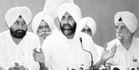 Manpreet Badal addresses mediapersons in Chandigarh