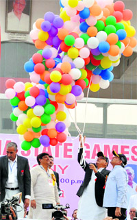 Haryana Chief Minister Bhupinder Singh Hooda at the Opening Ceremony of the 25th Haryana State Games in Gurgaon on Thursday