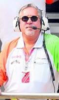 Vijay Mallya watches the screen at BIC in Greater Noida on Friday