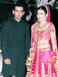 Gautam Gambhir with his wife Natasha Jain in New Delhi on Friday