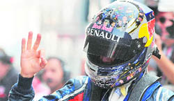 Sebastian Vettel reacts after the qualifying race on Saturday.