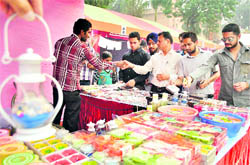 A stall put up by artists from a tsunami-hit village in Tamil Nadu at the craft mela in Patiala