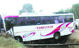 The remains of the ill-fated bus. 