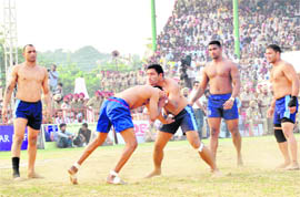 A kabaddi match in progress in Patiala on Sunday. 