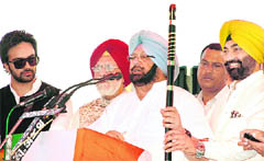 Amarinder Singh, Sukhpal Khaira and (below) Rajinder K Bhattal.
