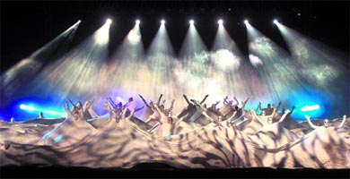 Artists perform a spectacular laser show at the closing ceremony of the Kabaddi World Cup in Ludhiana on Sunday