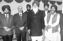 Iqbal Singh Sidhu, SM Sharma, Chief Minister PS Badal, Dalbir Singh and Harinder Singh Dhillon at the Punjab Bhawan. 