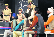 Students enact a play during the golden jubilee celebrations of Punjabi University in Patiala on Wednesday.
