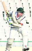 Railways' Shreyas Khanolkar plays a shot against Punjab during their Ranji Trophy match in Mohali 