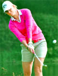 Linda Wessberg in action during the Hero Women�s Indian Open Golf Championship in Gurgaon on Saturday