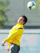 Barcelona's Lionel Messi in a practice session on Monday for their upcoming Club World Cup soccer match against Qatar's Al Sadd in Yokohama. 
