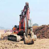Construction work on at the IAS-PCS Cooperative Housing Society site in Mullanpur. 