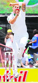 South Africa's Dale Steyn bowls during their Test match against Sri Lanka in Centurion on Saturday