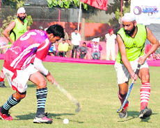 Players in action at the PPS Ground in Nabha on Saturday. 
