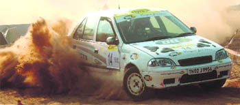 Sunny Sidhu in action at the OYA Motocross in Mohali on Saturday. 