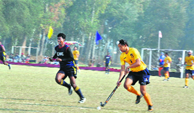 Players in action during the Liberals Hockey tournament in Nabha on Thursday. 