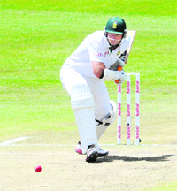 Graeme Smith plays a stroke at the Kingsmead Ground in Durban on Thursday