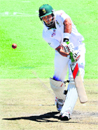 Jacques Kallis plays a stroke during the first day of the third Test against Sri Lanka in Cape Town on Tuesday. 