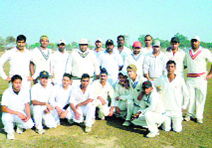 Players from Patiala XI pose before their game in Patiala on Sunday