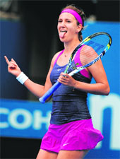 Victoria Azarenka celebrates her victory over Marion Bartoli during their quarterfinal at the Sydney International on Wednesday.