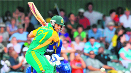 South Africa�s Jean-Paul Duminy plays a shot during the second ODI match against Sri Lanka in East London on Saturday. SA won by 5 wickets.