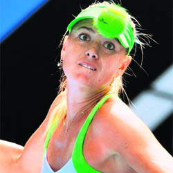 Maria Sharapova hits a shot against Jamie Hampton in their second round match of the Australian Open in Melbourne on Thursday. 