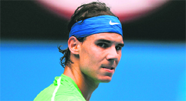 Rafael Nadal celebrates a point against Lukas Lacko in their third round match on Thursday.