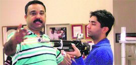 Dr Amit Bhattacharjee (L) with Abhinav Bindra during a traning session for bio-mechanics of the nervous system.
