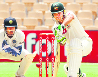 Ricky Ponting bats on the first day of the fourth Test in Adelaide on Tuesday