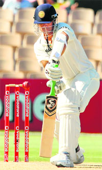 Rahul Dravid is beaten by Ben Hilfenhaus in Adelaide on Wednesday. Dravid was once again clean bowled as India reached 61 for 2