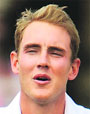England�s Stuart Broad claimed three wickets.