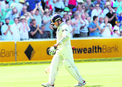 Sachin Tendulkar walks off the field after being dismissed in Adelaide