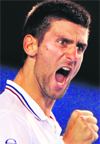 Novak Djokovic reacts during his semifinal against Andy Murray in Melbourne 