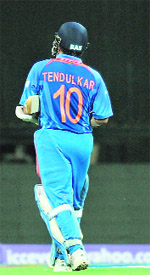 Sachin Tendulkar back in the India one-day colours was out stretching outside the off-stump again.