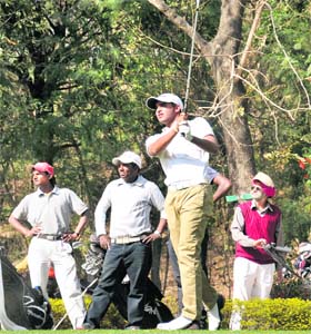 Bangalore�s Khalin Joshi in action at the CGC on Thursday