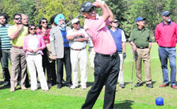 Jeev Milkha Singh in action at the CHAWA charity golf at the CGC