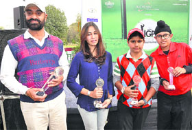 Winners in different categories of the IGP golf tournament held at CGC on Sunday.