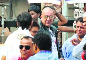 Actor Sanjay Dutt at during the shooting of �Son of Sardar� film