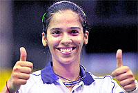 Saina Nehwal defeated Shixian Wang 21-19, 21-16