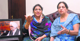 Forgiving act: Beant Singh's daughters Gurkanwal Kaur and Manjit Kaur in Jalandhar.