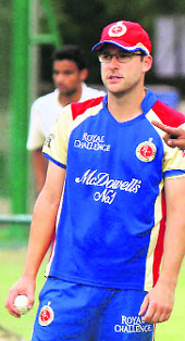 Royal Challengers Bangalore skipper Daniel Vettori during a practice session in Bangalore on Friday.