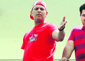 Yuvraj Singh, who returned after undergoing treatment for cancer in the USA, on the terrace of his home in DLF Phase-I at Gurgaon on Monday